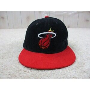 Miami Heat Hat Cap Snap Back One Size Black Red Corduroy New Era Basketball Mens